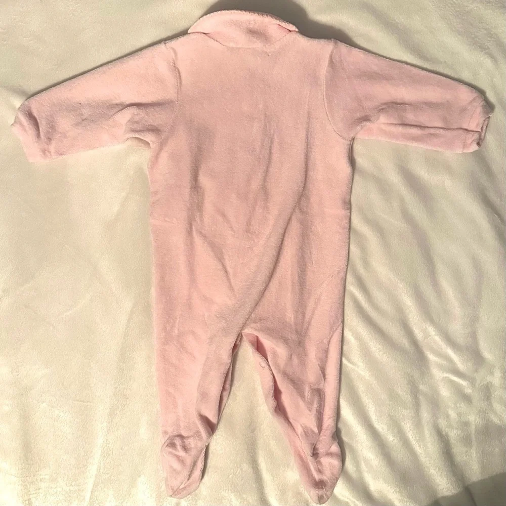 Vtg Carters If They Could Stay Little Pink Terry Footie Pajama Baby Girl 6-9M